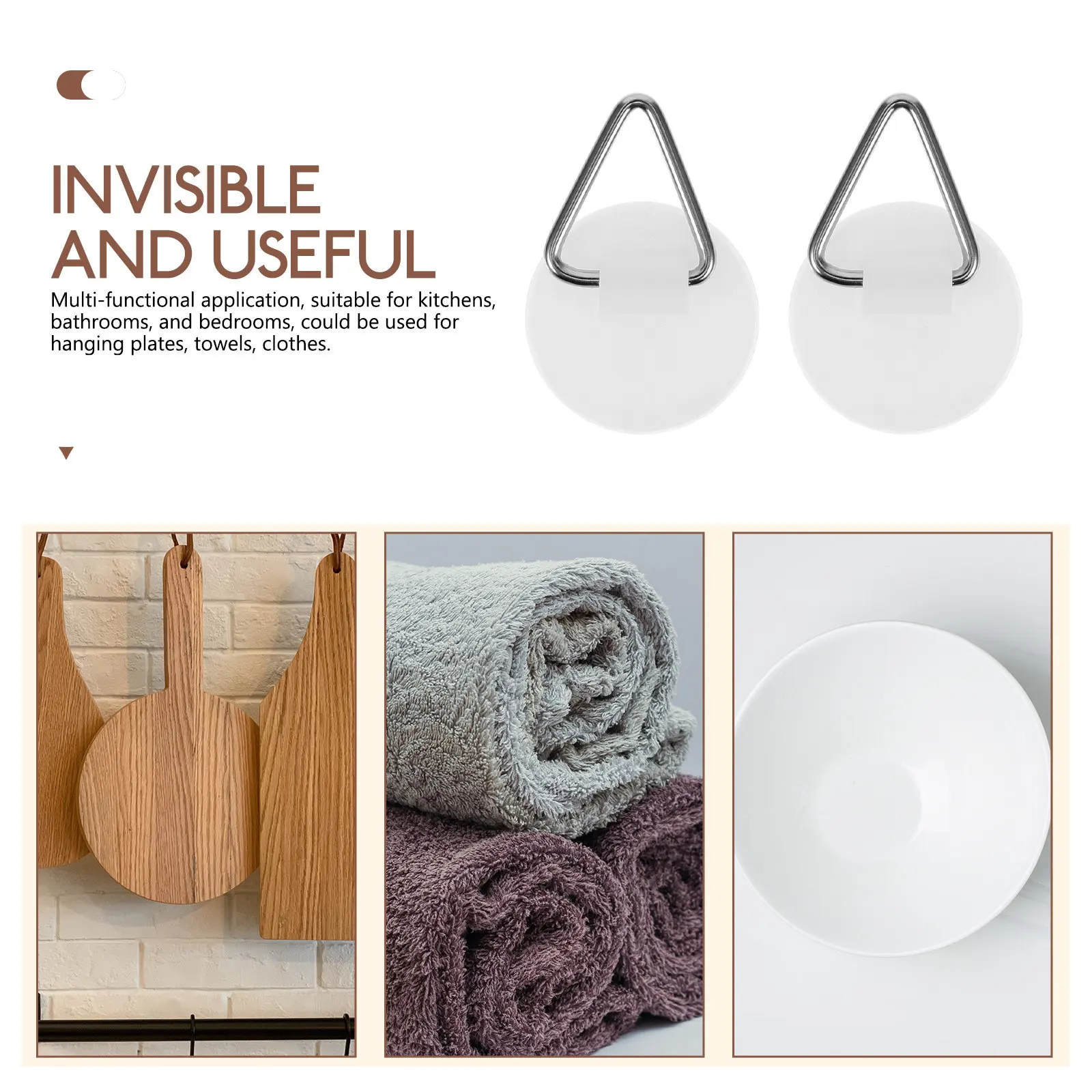 20Pcs Round Invisible Adhesive Plate Hooks Wall Mounted Plate Hangers Multi Functional Space Saving for Kitchen Bathroom
