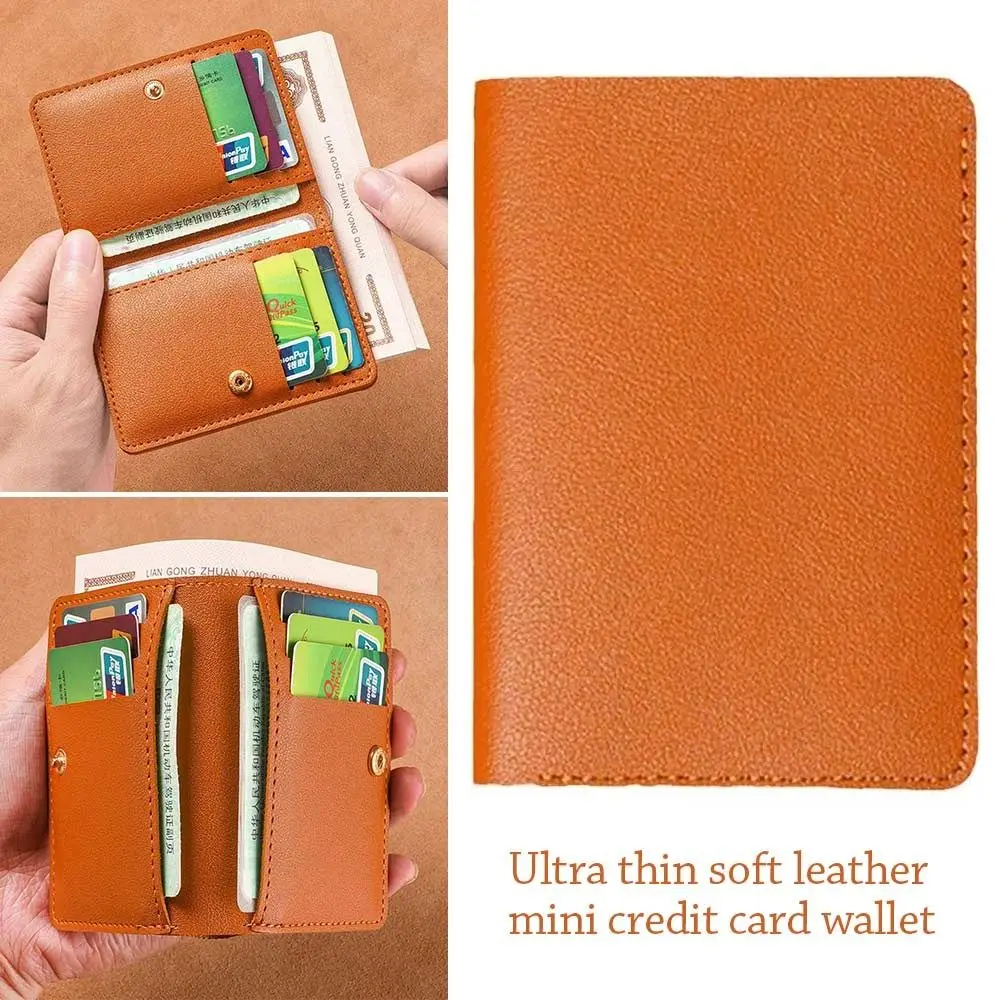 Leather Card Bag Fashion Folding Super Slim Card Wallet Soft Small Purse Men Women