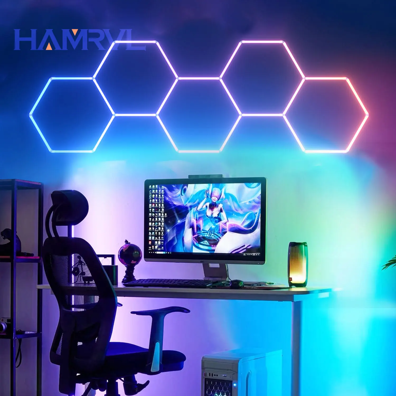 

RGB Latest Hexagon Lighting Kits with Vibrant RGB Color Changing LEDs Connect Plug-in Hundreds Lighting Effects for bedrooms