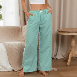 Wpnaks Frauen Hosen mit weitem Bein lässig lose vertikale Streifen elastische Lounge-Hose mit Taschen für Arbeits büro Damen Streetwear