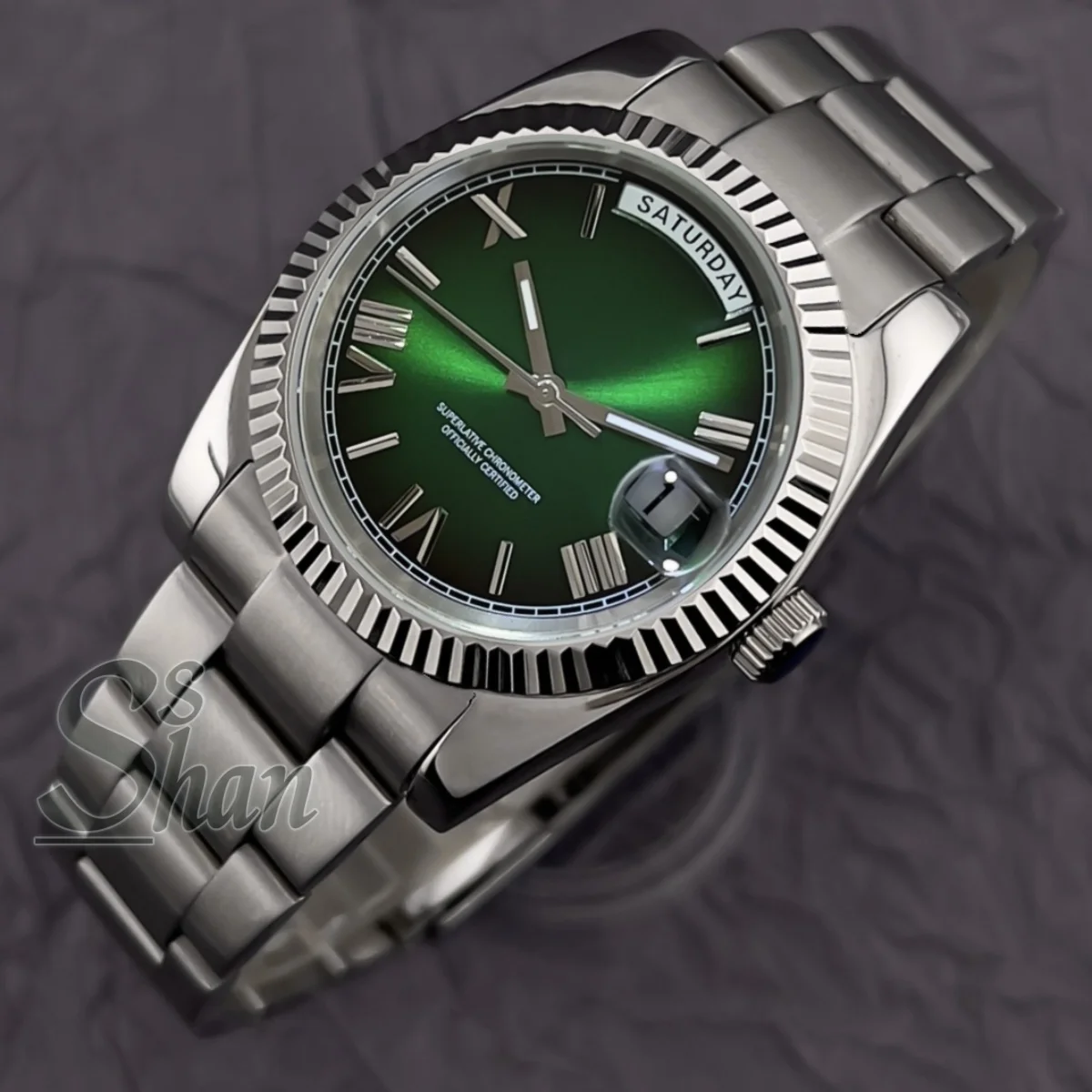 

36MM/39MM silver men's mechanical watch Miyota8285 Sapphire glass grooved bezel stainless steel strap sliding buckle men's watch