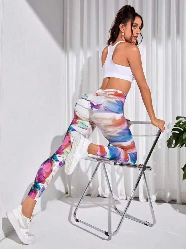 Sport Print Legging High Waist Rainbow Seamless Yogo Gym Leggings Fashion Tights Fitness Push Up Butt Jogging Pants  fitness