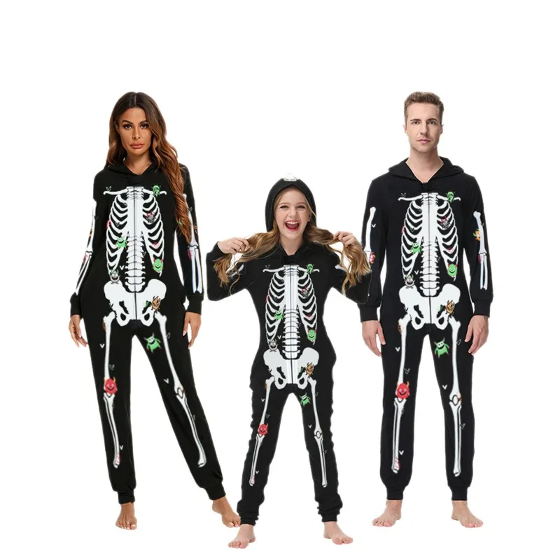 Halloween Cosplay Costume Digital Printed Jumpsuit Pajamas Parent-child Outfit Home Wear Funny Theme Party Role Playing Outfits