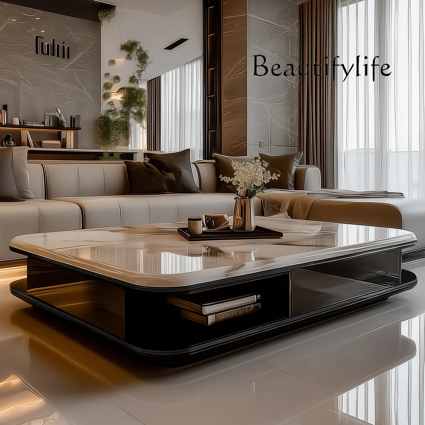 

microcrystalline stone coffee table high-end sense rock slab home creative modern living room size apartment coffee table