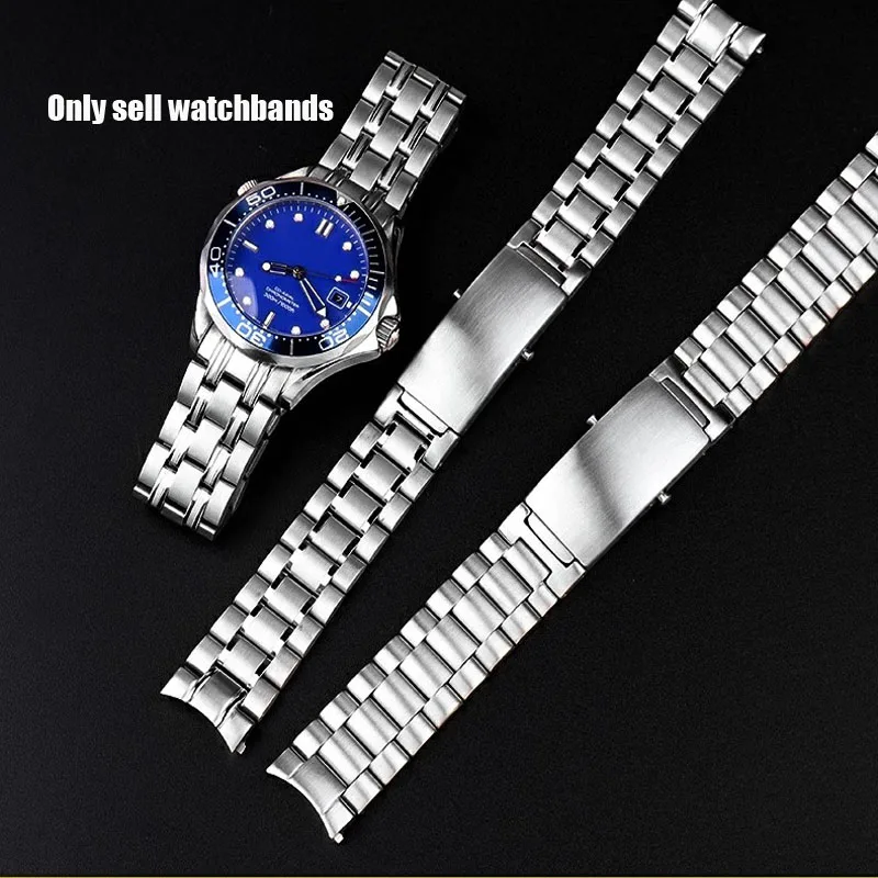 20 مللي متر 22 مللي متر ساعة اكسسوارات الفولاذ المقاوم للصدأ حزام ل أوميغا 007 ساماستر كوكب المحيط 300 متر الرياضة حزام الساعات الرجال سوار حزام