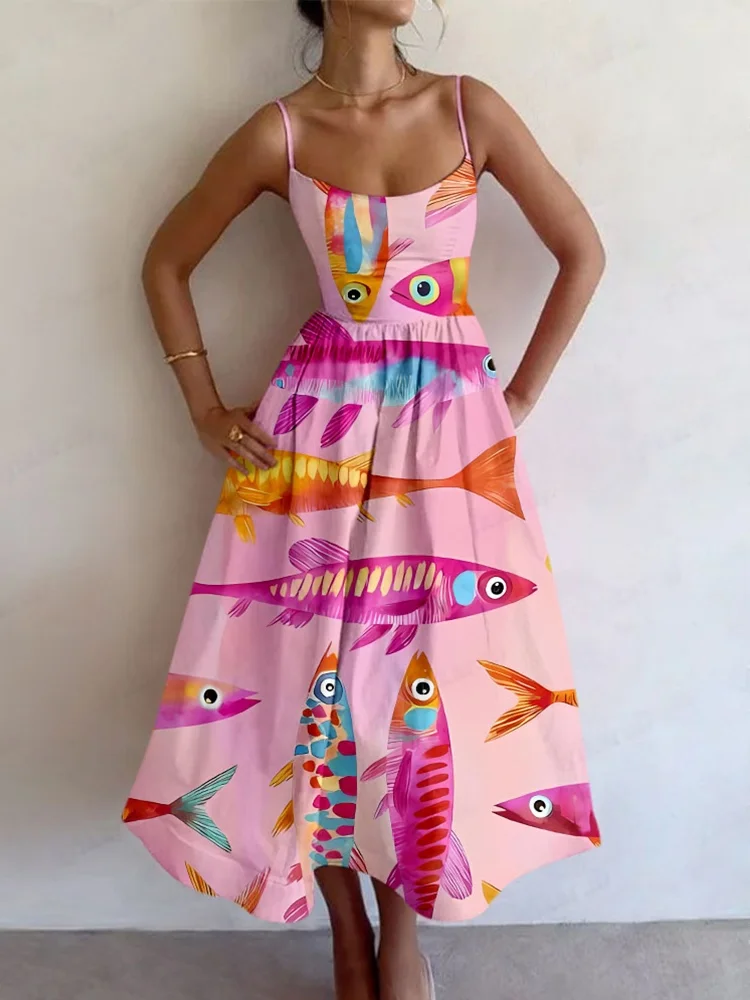 Summer Women Print Bodycon Dress Sling Cold Shoulder High Waist A-line Maxi Dresses Beach Party Gowns Casual Vestidos Fashion