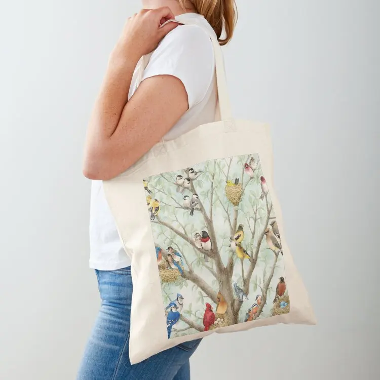 

Bird Tree Tote Bag Canvas personalized tote large size bags reusable grocery bags