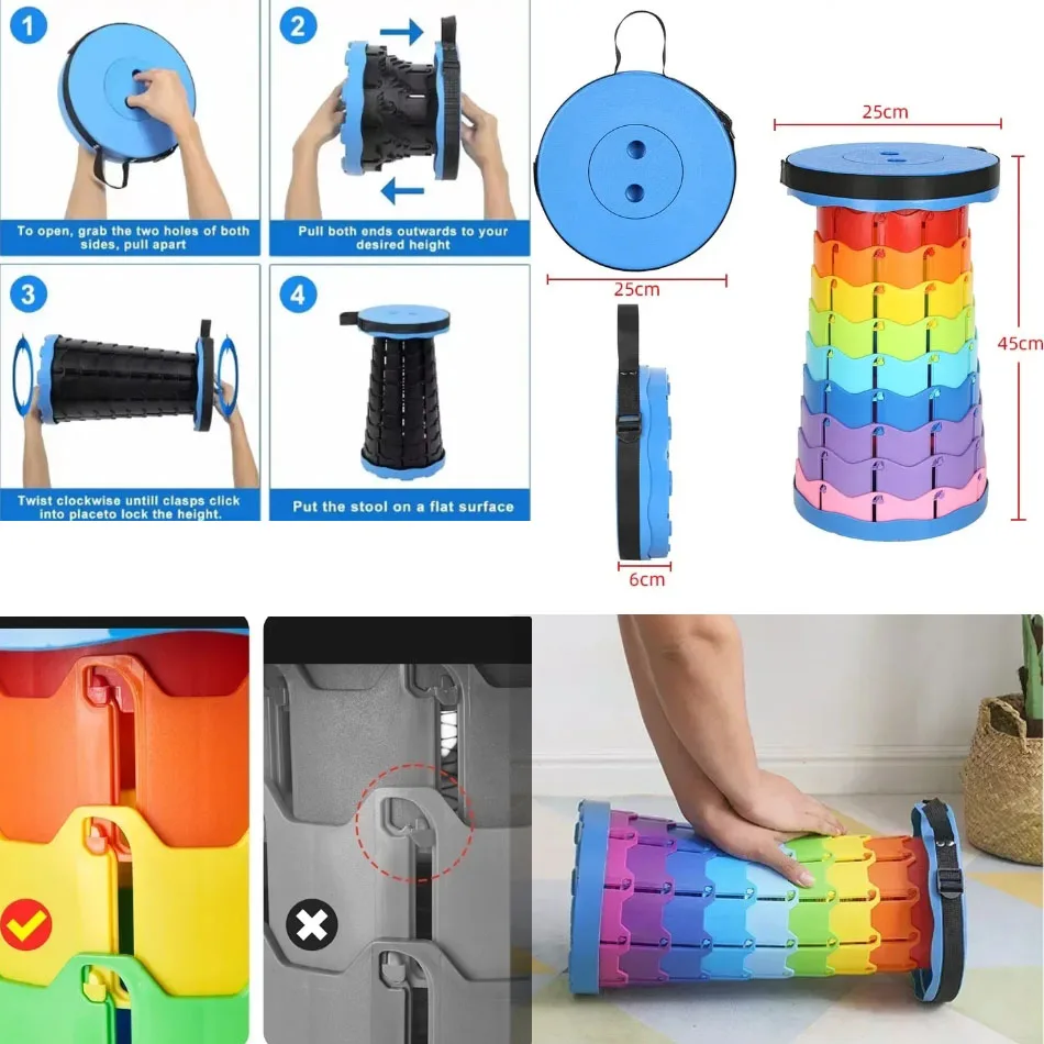 

Retractable stool folding stool outdoor folding chair for travel portable ultralight bench fishing stool