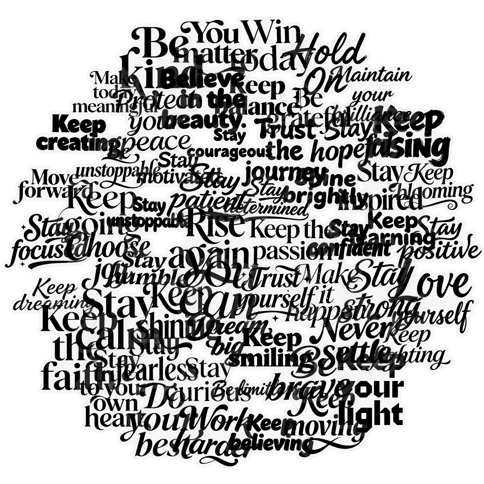 10/56 Pezzi Adesivi Trasparenti con Testo Ispirazionale in Inglese Bianco e Nero per Laptop, Bicicletta, Chitarra, Skateboard, Decalcomanie per Bambini