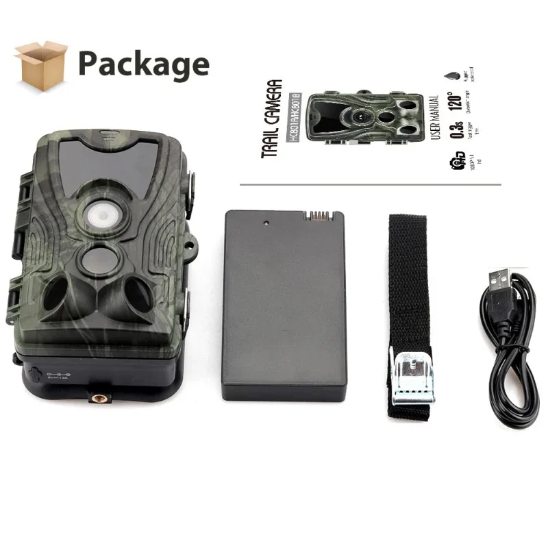 HC 801A Hunting Camera With 5000Mah Lithium Battery 16MP 1080P Trail Camera IP65 Photo Traps 0.3s 940nm Wild Camera