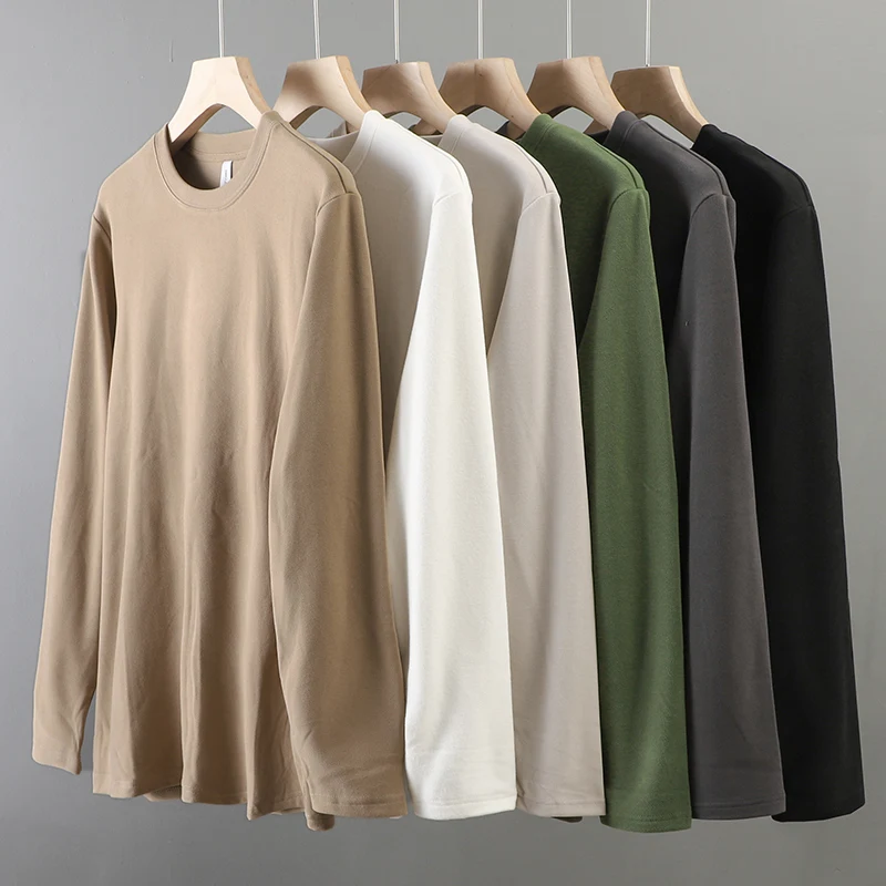 DUKEEN Dralon Shirt for Men Long-Sleeved Bluse Thickened Thermal Underwear Top 350G Heavyweight T-Shirt Winter Men\'s Clothing