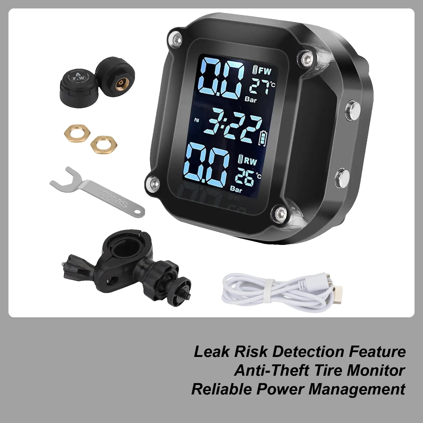 

Motorcycle Tire Pressure Monitoring System LCD Display ATV Tyre Detector M5 Combination Digital Display External Motorcycle