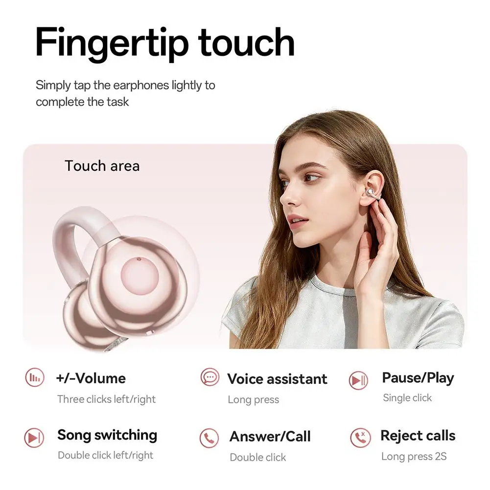 

Наушники с зажимом Bluetooth, наушники с шумоподавлением, Bluetooth-наушники с зажимом в форме сердца, портативные многофункциональные наушники-вкладыши с зажимом He Z0G1