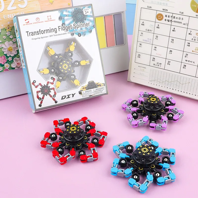 Transformowalna zabawka antystresowa typu łańcuch dla dzieci, redukująca stres, fidget spinner, losowy kolor, kreatywny prezent na Nowy Rok