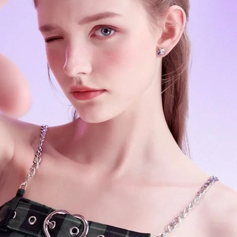 أقراط كرومي-كاواي سانريو من الفضة للإناث ، أقراط كرتونية لطيفة ، قلادة أذن Y2K ، هدايا للطلاب ، ديكور ، موضة #3