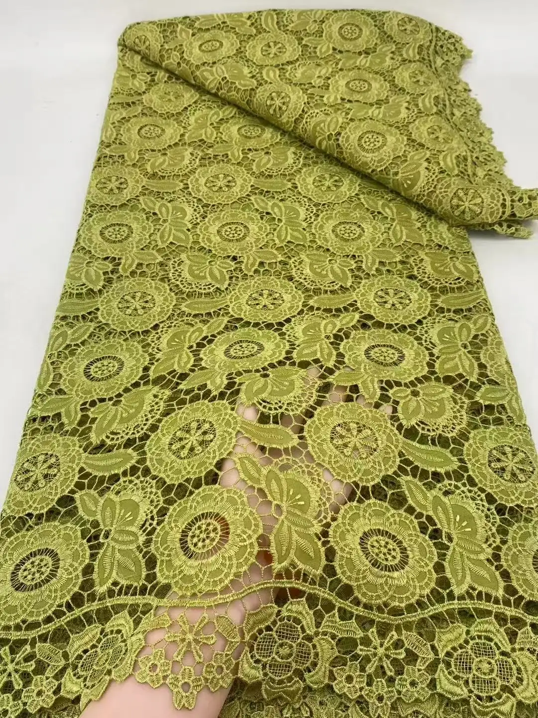 

African Guipure Cord Lace Fabric With Rhinestone 2025 High Quality Water Soluble Lace Nigerian Party Dress Sewings