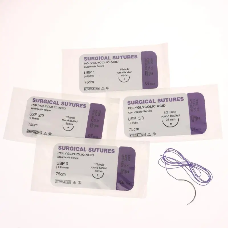1/5PCS PGA 75CM With Needle 3/0 2/0 0 1 2 3 Absorbable Suture Thread Pet Dog Specific Teaching Demonstrations Exercises Use