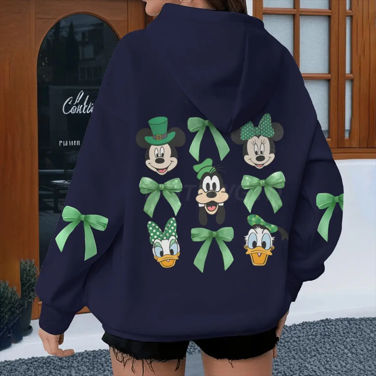 Moletom Divertido do Mickey Mouse para o Dia de São Patrício, Personagem Clássico de Anime, Moletom da Minnie Mouse, Presentes para Mulheres