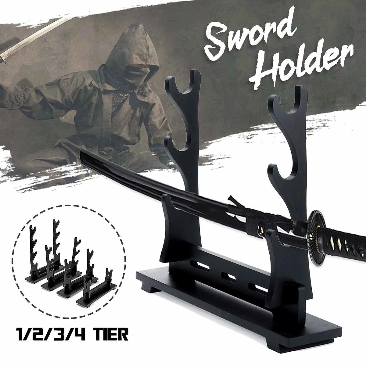 1/2/3/4 Tier  Samurai Sword Katana Holder Universal Storage Organizer Stand Wall Bracket Hanger Display Desktop storage