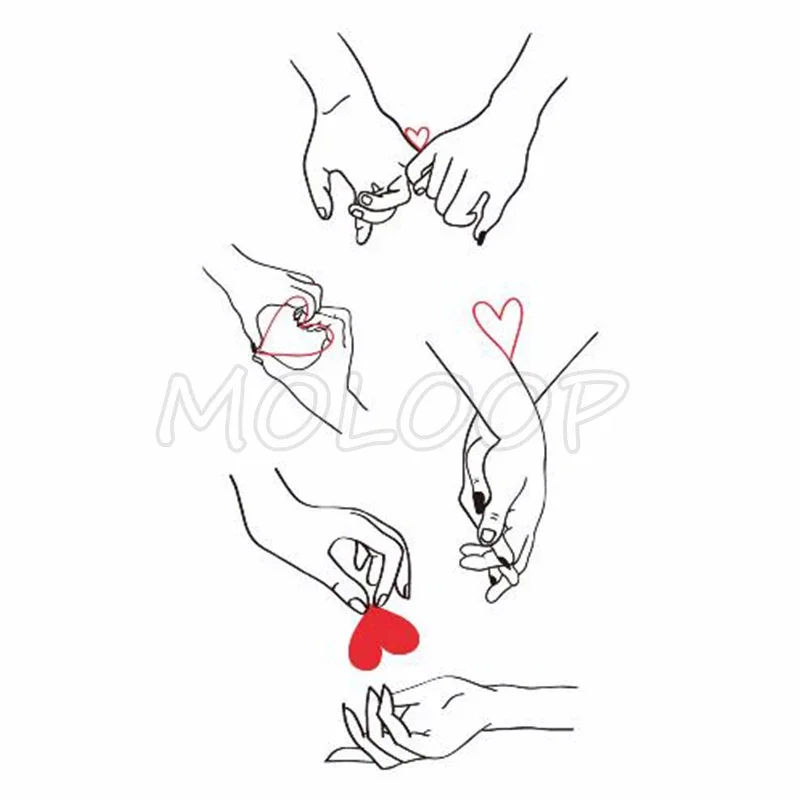 Holding Hands In Love Stickers Hand Heart Tattoo Body Art Makeup Waterproof Temporary Women and Men Fake Tatoo