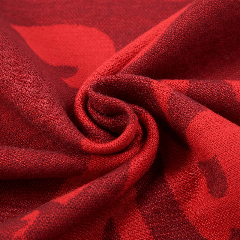 Chinese Red Imitation Slik Scarf For Men Women Couples Winter Shawl Thickened Printed Fu Warm Popular Neck Warmer New Year