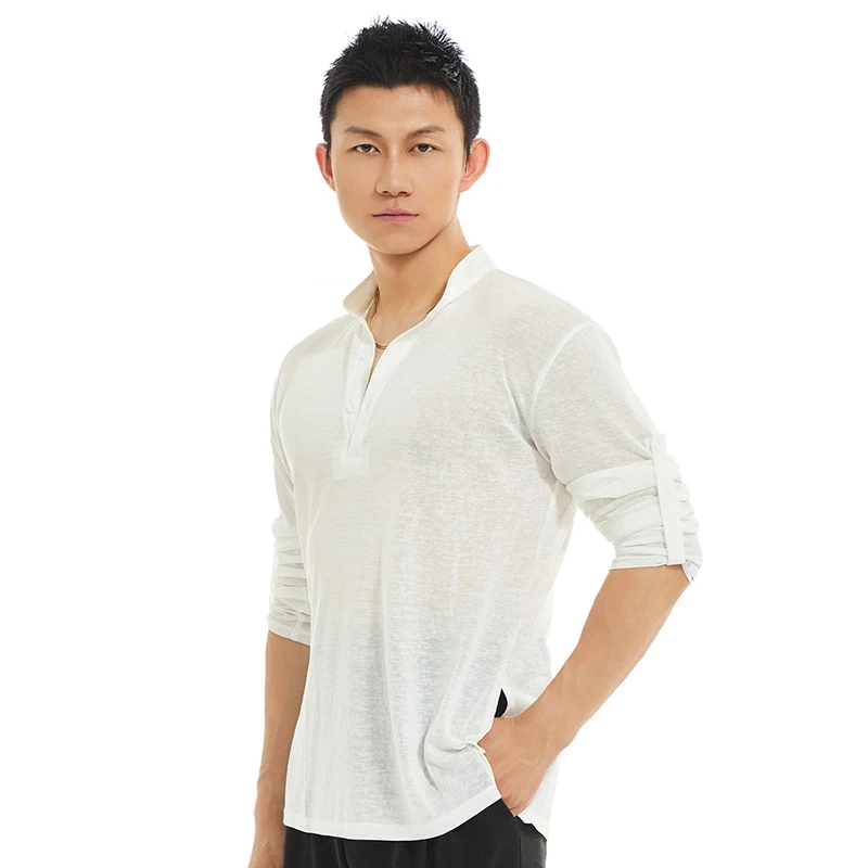 2026 เสื้อเต้นรำละตินสำหรับผู้ชายเสื้อคอตั้งชัชช่า รุมบา แทงโก้ชุดมาตรฐานแห่งชาติเต้นรำเสื้อผ้าฝึกซ้อม DQS19034