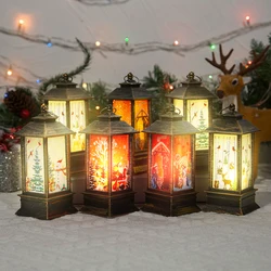 Christmas Lantern Old Man Snowman Elk Retro Hanging Candle Holder Christmas Tree Decoration Christmas Gift Home Decoration