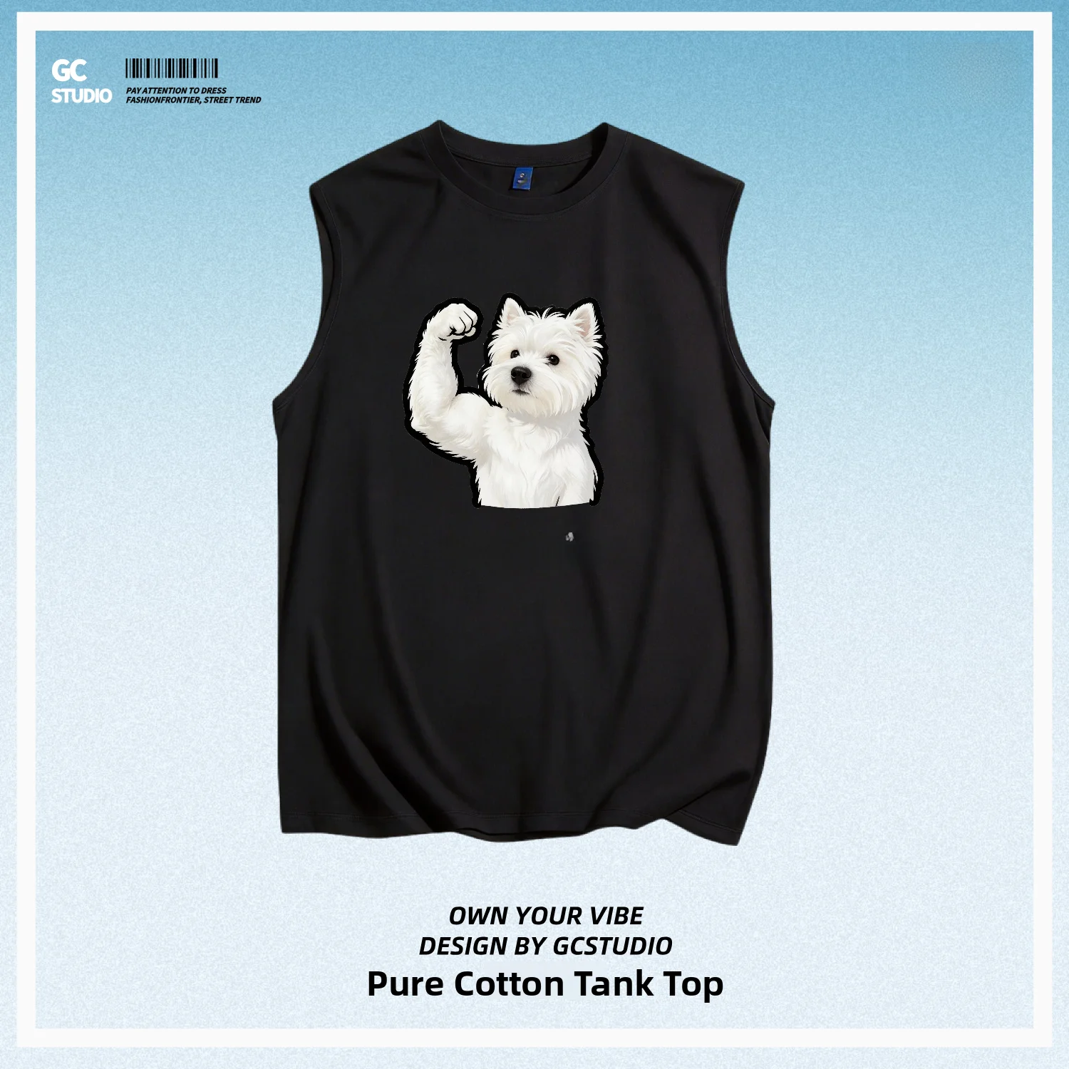 Men's Pure Cotton Muscle Fitness Vest Breathable Sportswear Casual round Neck Print Design Summer Outdoor Running Tank Top