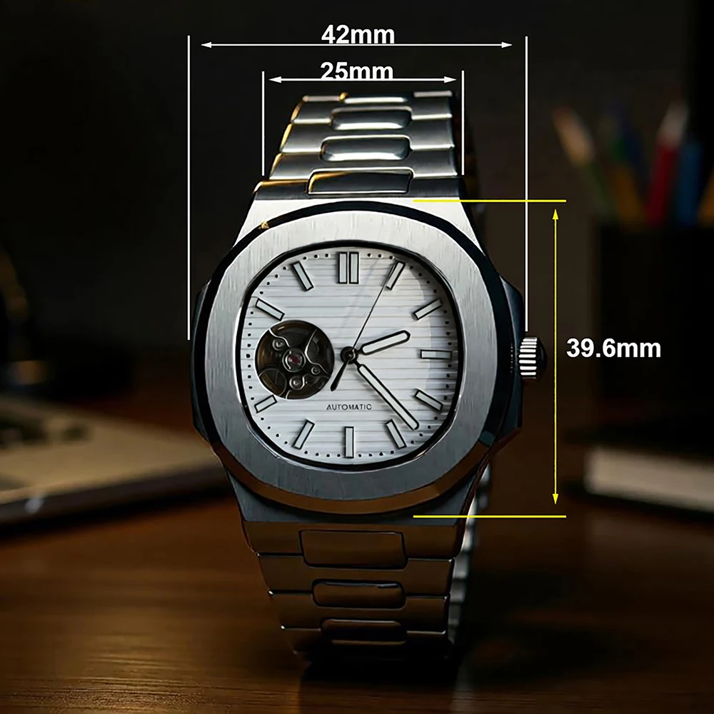 NH38 Man's Watch Customize logo Dial Hollowed out Dial Mechanical Watch Waterproof Watch Fit NH38 movement Watch