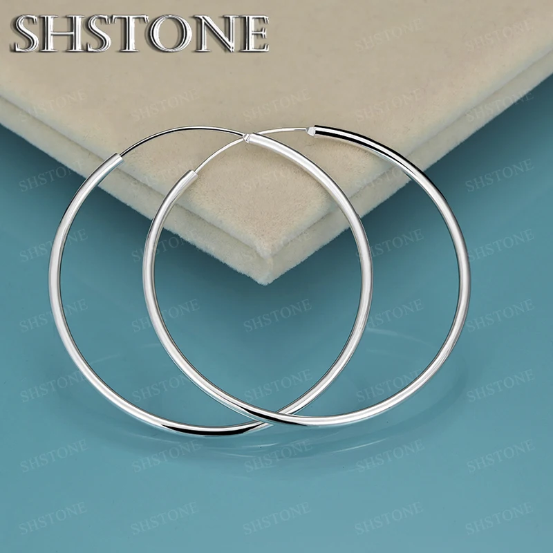 

Elegant Temperament 925 Sterling Silver 50mm/60mm Large Circle Hoop Earrings For Women Wedding Birthday Party Nice Fine Jewelry