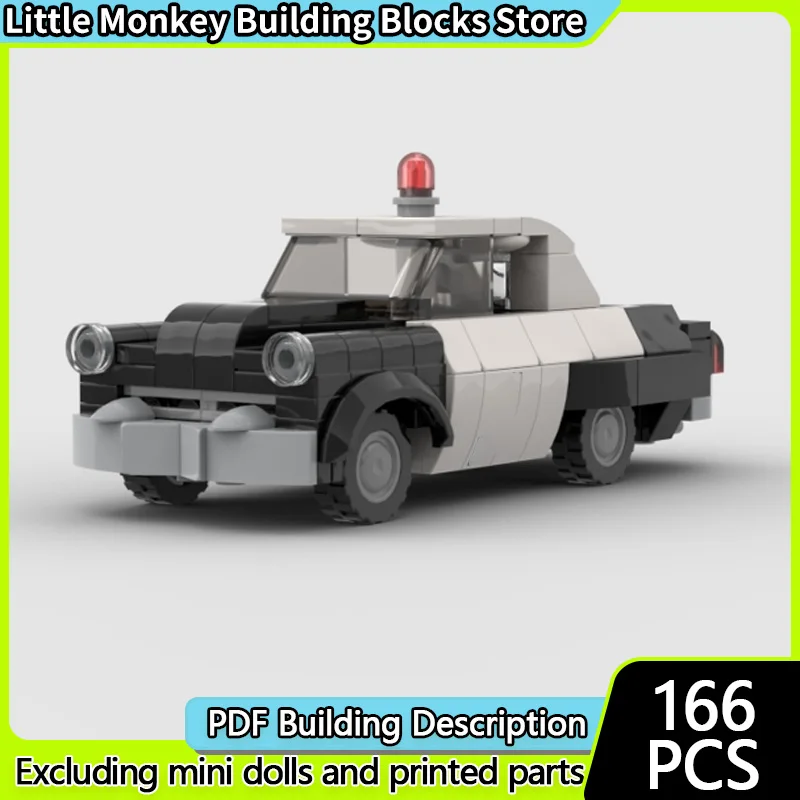 City Car Model MOC Building Bricks American Retro Patrol Car Modular Technology Children Holiday Gifts Assemble Toys Suit