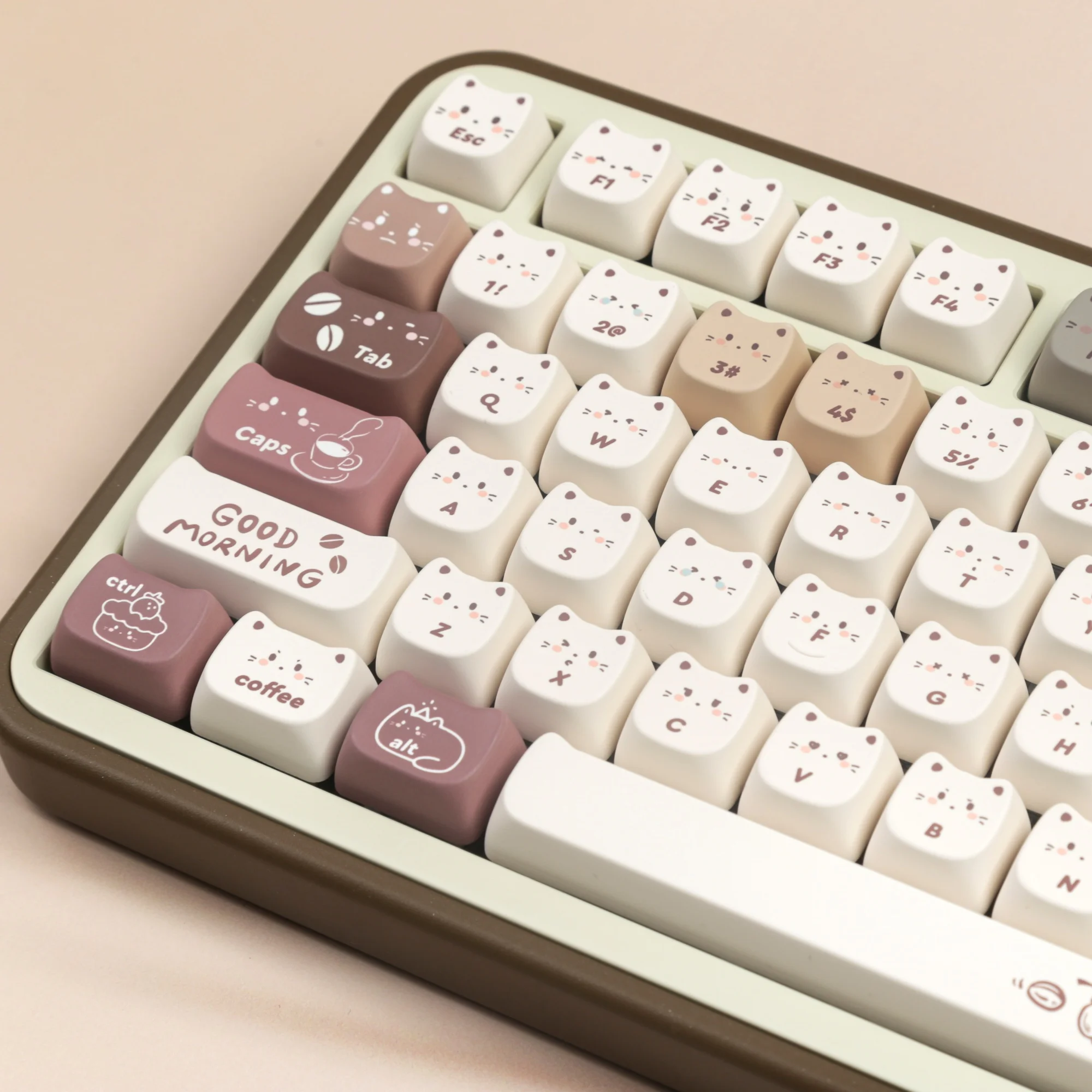 Imagem -05 - Mao Pbt Keycaps Corante Sub Café Gato Keycap para Cereja mx Gaming Teclado Mecânico Wooting Rain75 Gmk67 Kit de Teclado Personalizado Diy