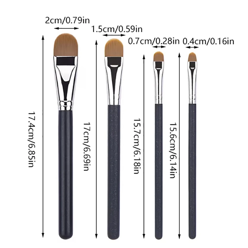 4 ประเภทขนาดแบนรอบ Ultra-thin Foundation คอนซีลเลอร์แปรงแต่งหน้า Professional Contour Liquid ครีมคอนซีลเลอร์ Make-up TOOL