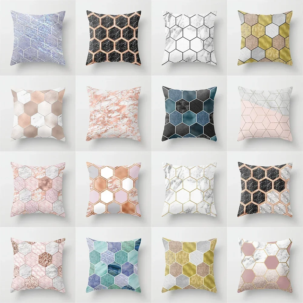 

45x45cm Nordic Pink Yellow Blue Geometric Square Cushion Pillow Cover Home Living Room Sofa Decoration Throw