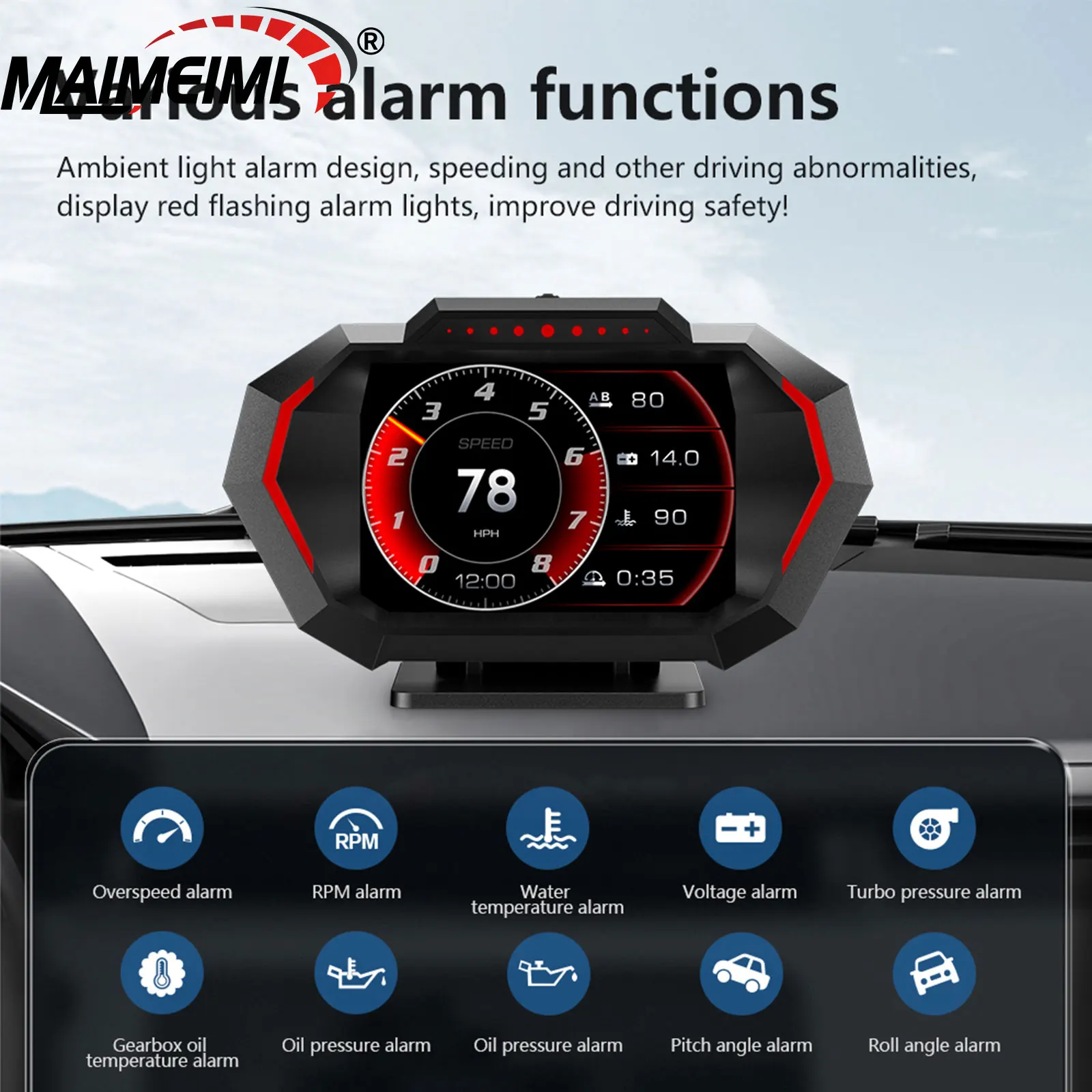 

Автомобильный проекционный дисплей P24 OBD+GPS с двойной системой, умный цифровой измеритель напряжения, уклономер, акселерометр, дисплей скорости автомобиля