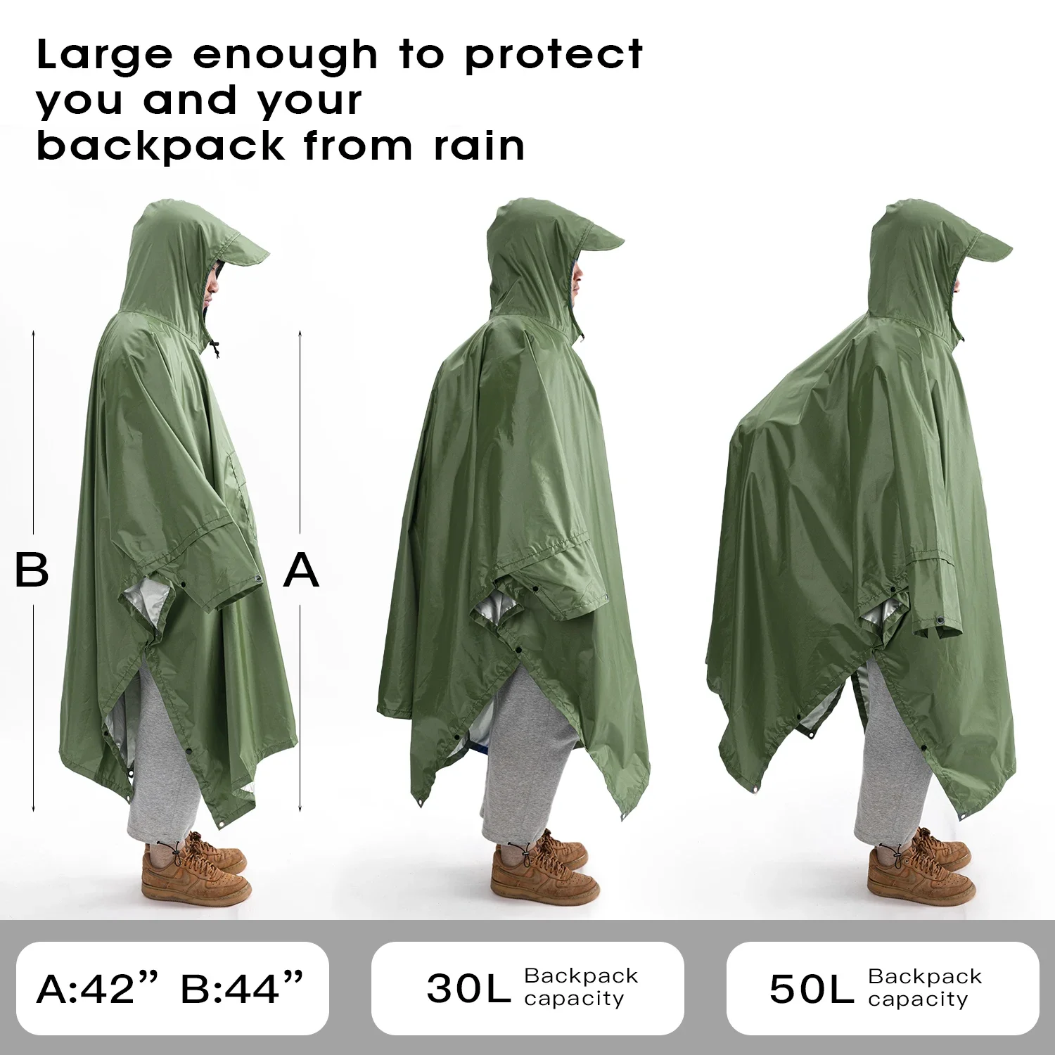 3 In 1 Outdoor Military Waterproof Raincoat Rain Coat Men Raincoat Women Awning From The Rain Motorcycle Rain Poncho Picnic Mat