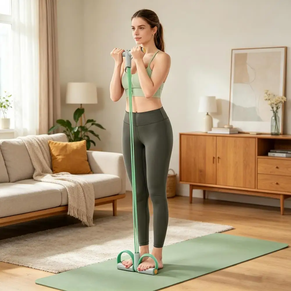 4/6-Tube Elastic Yoga Pedal Puller Resistance Band Manual Tension Rope for Abdomen Arm Leg Pedal Resistance Bands with Handle
