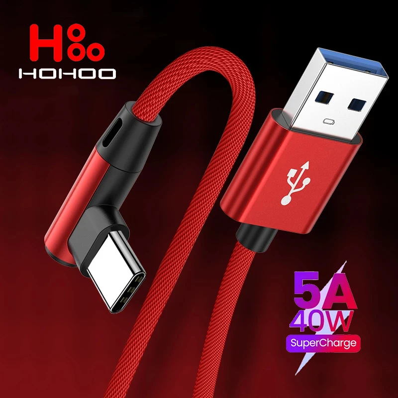 5A USB Typ C Kabel 90 Grad 40W Schnelles Charing Kabel Für Honor Xiaomi 14 13 12 11 pro Redmi k70 60 50 40 pro Huawei P70 60 40 Pro Mate 60 50 Pro Oneplus 12 11 Realme Vivo OPPO Winkeled USB Typ C Ladegerät Datenkabel