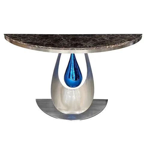 French light luxury entrance table Villa corridor very narrow end view platform Natural luxury stone entrance entrance platform