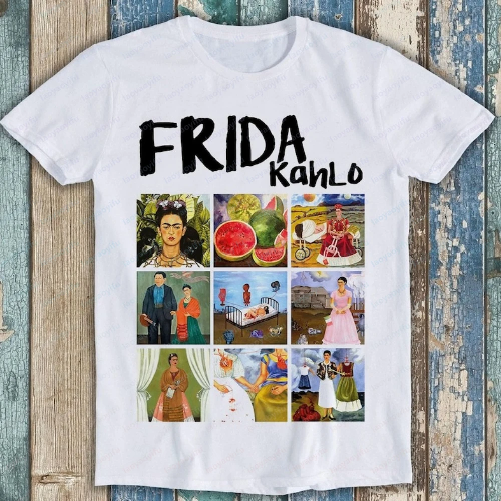 

Frida Kahlo Artworks Paints Collage Limited Edition Best Seller Funny Meme Top Gift Tee T Shirt Harajuku Gothic Oversized Tshirt