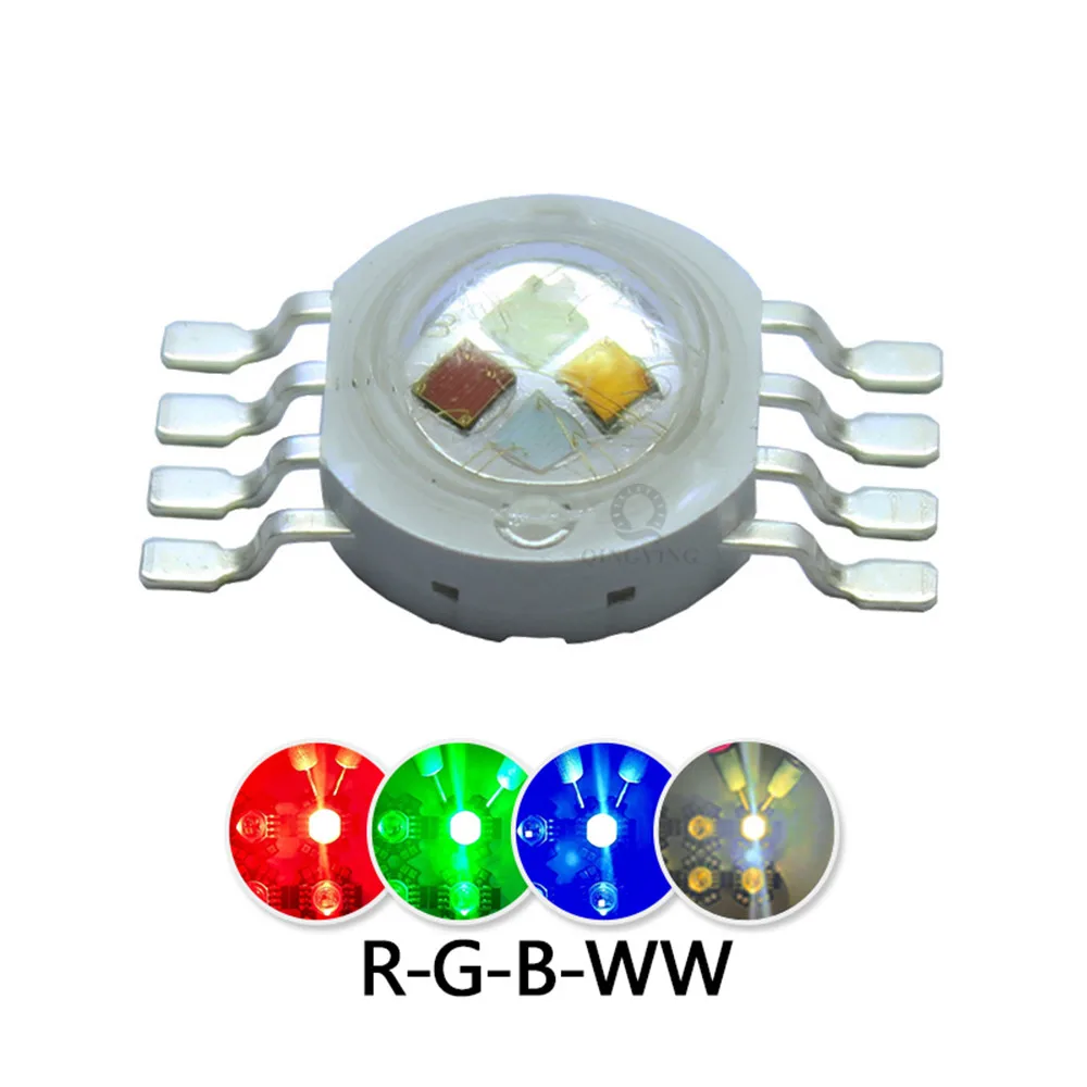 Chip de alta potência Beads lâmpada, fontes coloridas, DIY para iluminação local de palco, 8 pinos, LED RGBW, RGBWW, 4W, 12W, 4x3W, 5-100Pcs