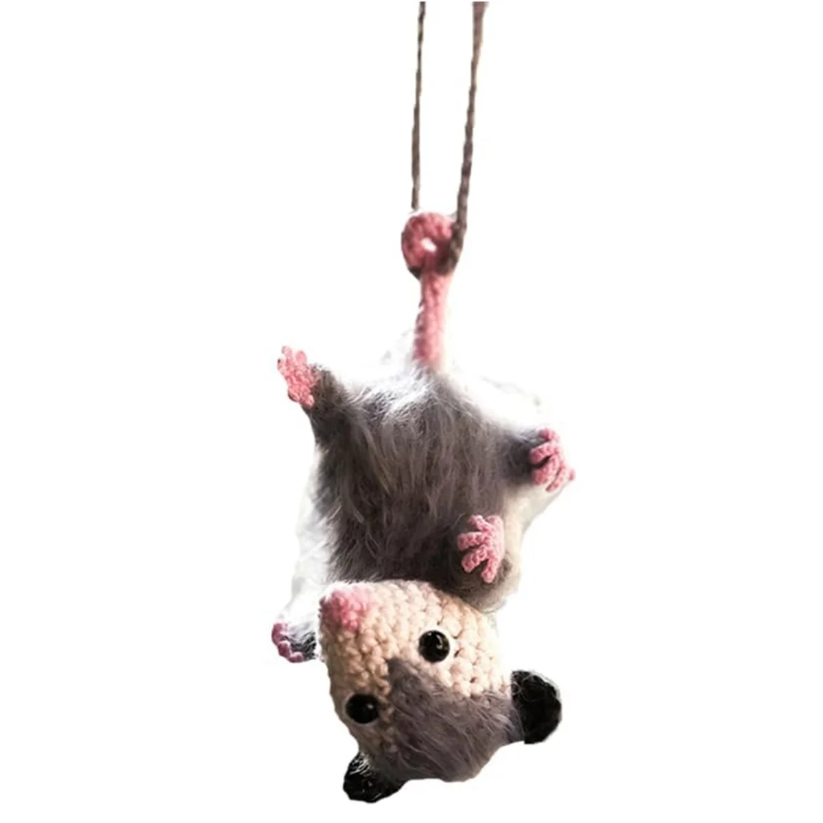 Opossum Car Pendant, Cute Possum Car Pendant, Handmade Possum Crochet Car Mirror Pendant Accessories Decoration