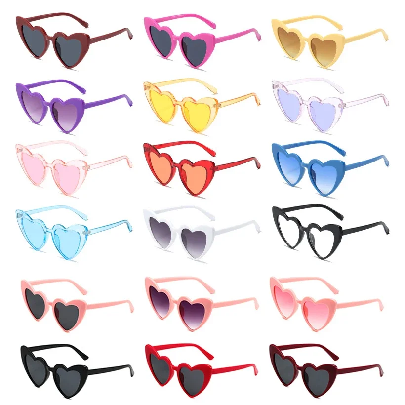 Wholesale Custom wedding favors color party eyewear one piece heart sun glasses red pink love heart shaped sunglasses