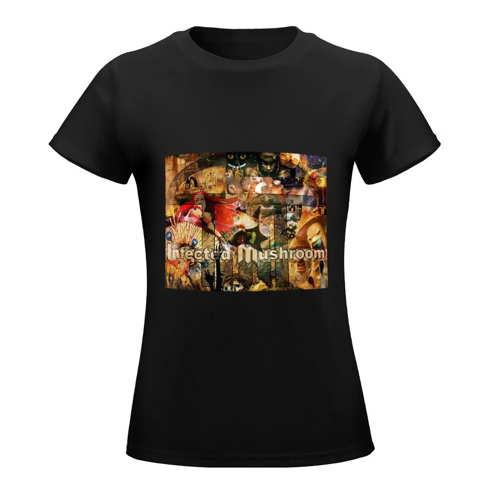 Infected Mushroom Collage T-Shirt tees Blouse Aesthetic clothing animal print shirt for girls Women tops