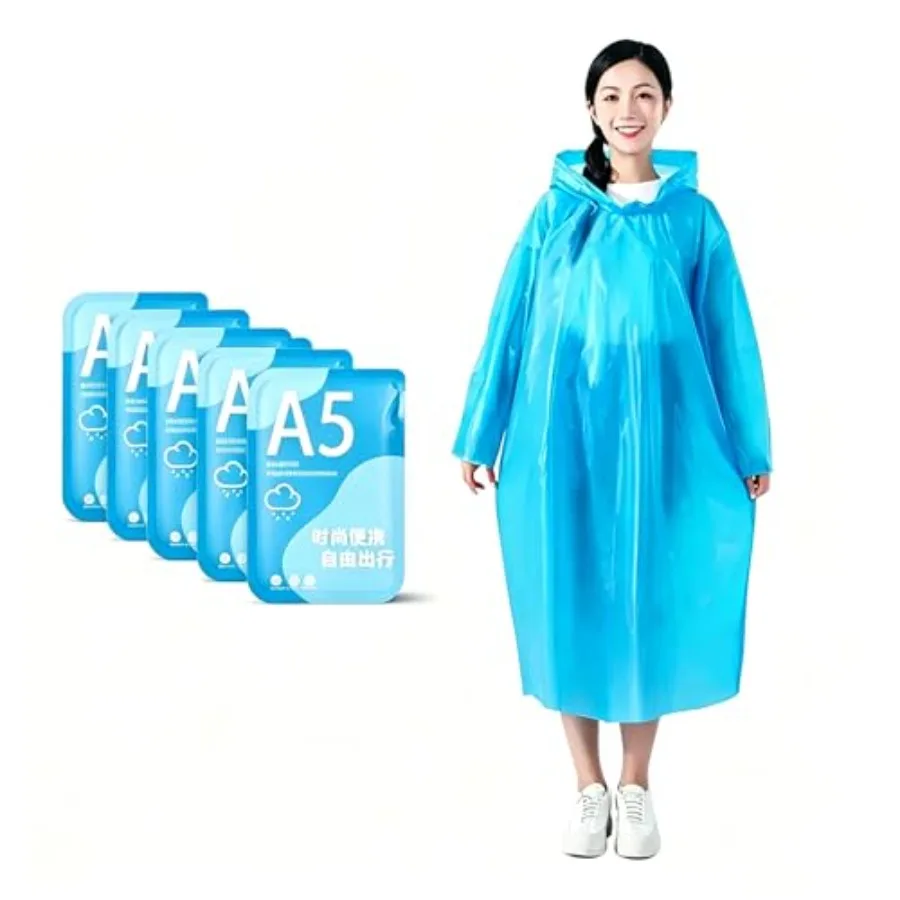 

Disposable Rain Ponchos Emergency Rain Poncho with Drawstring Hood for Adults Travel Camping Hiking
