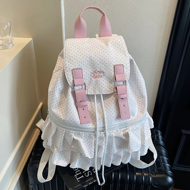 

Richme Casual Dots Backpacks Women 2025 Harajuku Ruffles Designer Mochilas Para Mujer Trend Daily Outdoor Commute Bag Female