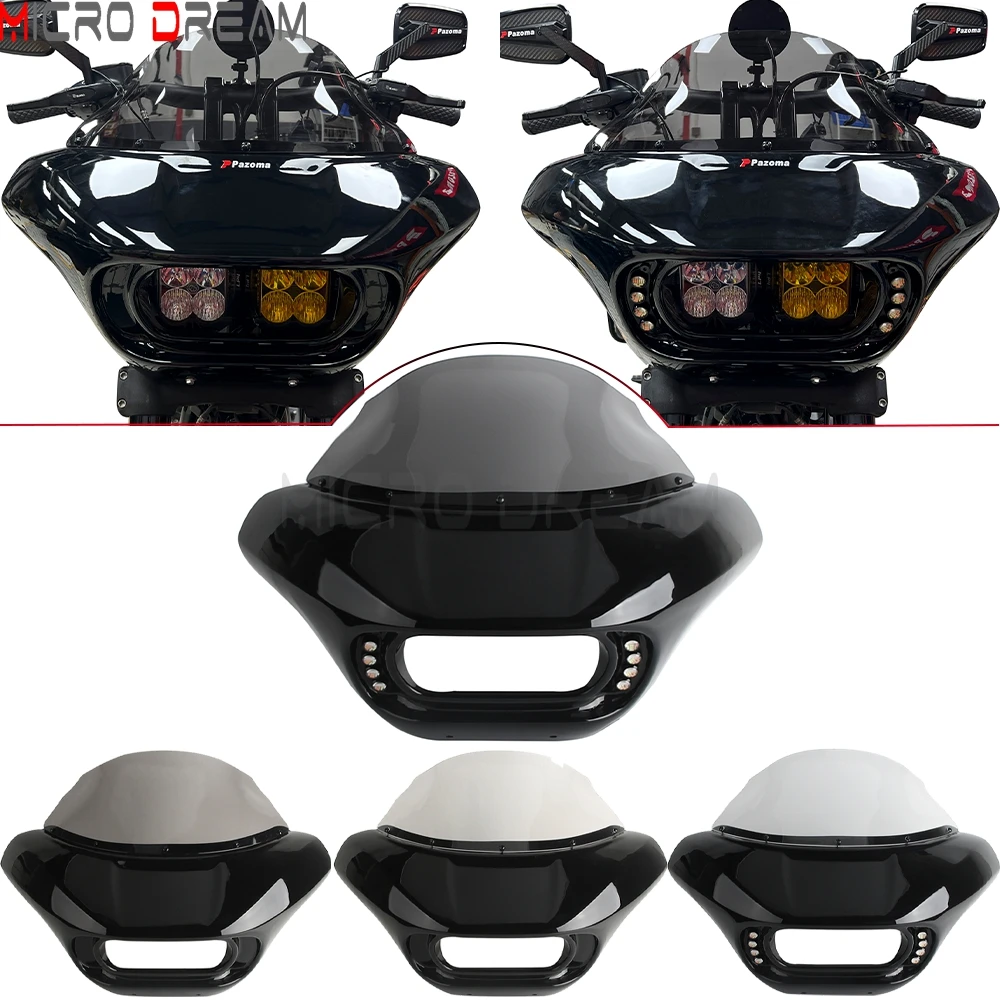 ل هارلي سوفتيل M8 فات بوب 114 FXFB FXFBS 2018-2025 دراجة نارية Batwing هدية القرش نمط المصباح القلنسوة الزجاج الأمامي Fairings