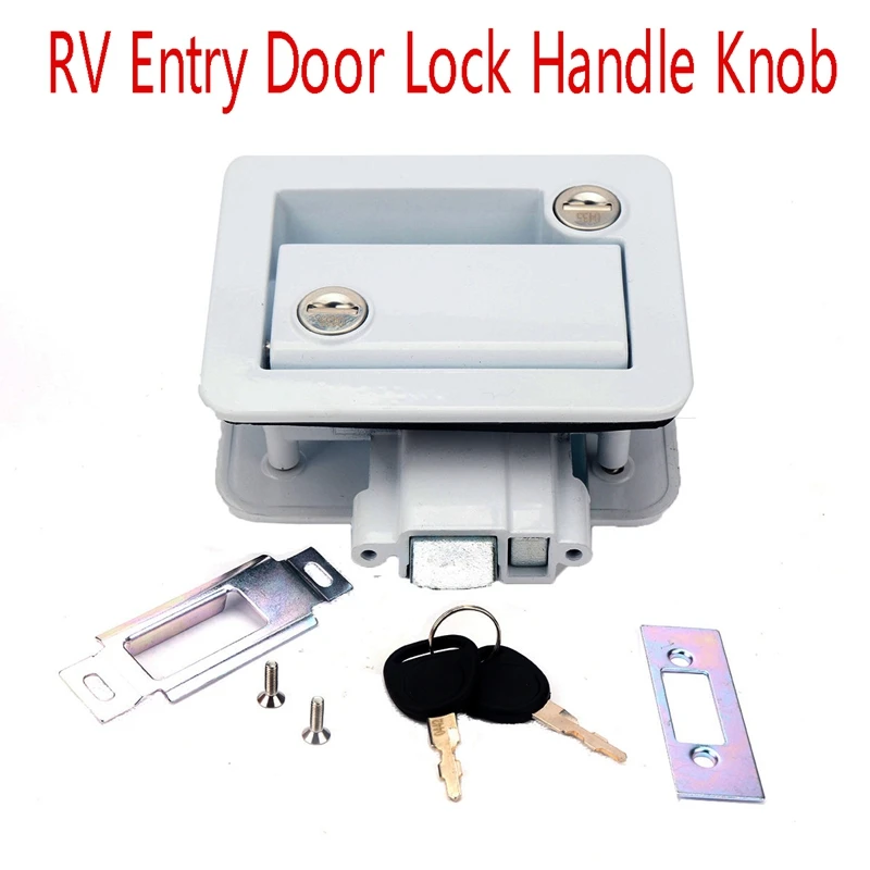 

Chrome RV Entry Door Lock Handle Knob With Deadbolt Camper Travel Trailer Latch Key