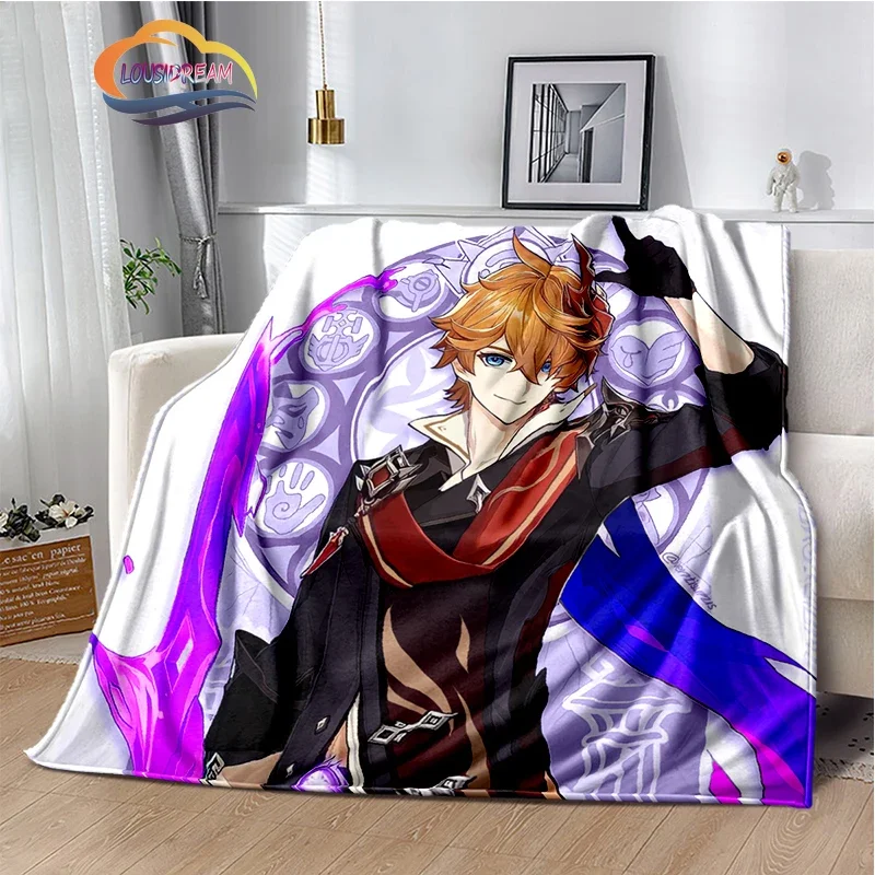 

3D impressão dos desenhos animados jogo cobertor, Genshin Impact Series flanela, aconchegante cama quente sofá macio moda