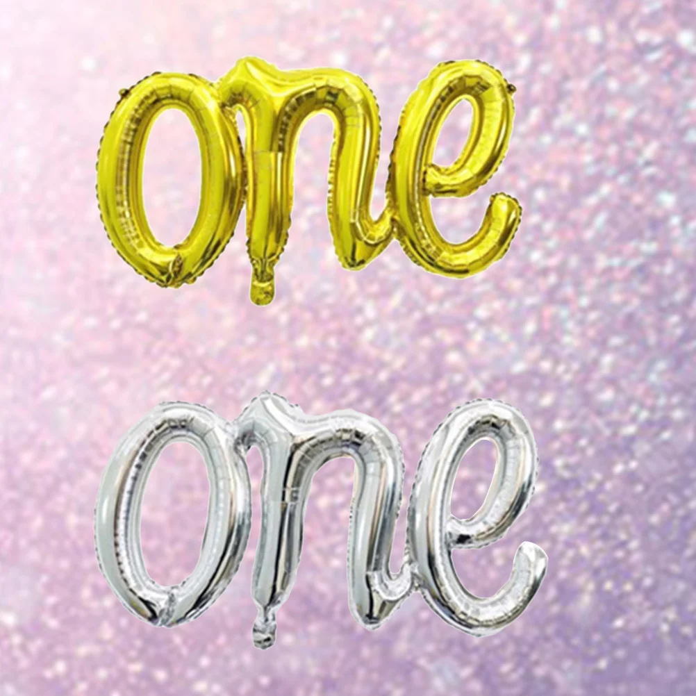 

2pcs Aluminum Foil Balloon One Letter Decoration For Baby Birthday Party Wall Window Door Decorations Gold Silver